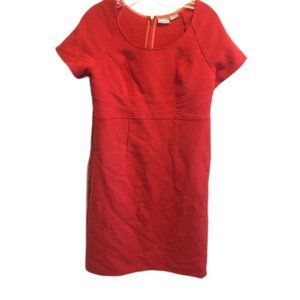 eShakti Custom Short Mini Linen Pencil Dress Sz M Red Short Sleeves Empire Waist